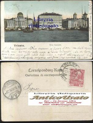 TRIESTE RIVA CARCIOTTI Cartolina VIAGGIATA 24 novembre 1910 originale vintage