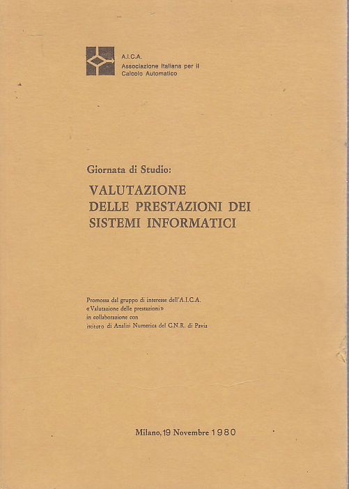 VALUTAZIONE DELLE PRESTAZIONI DEI SISTEMI INFORMATICI 1980 AICA libro computer