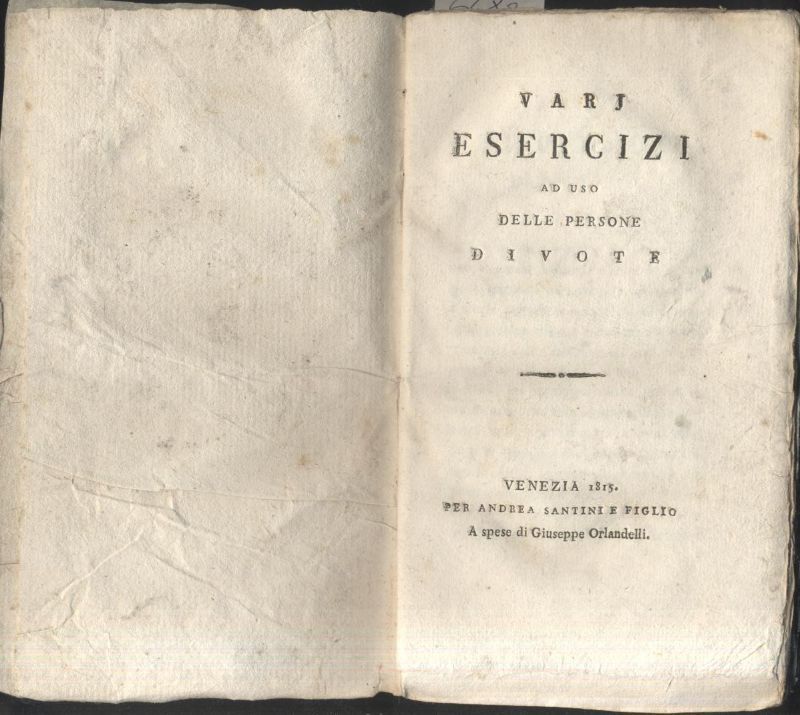 Varj Esercizi Ad Uso Delle Persone Divote di Orlandelli 1815 …
