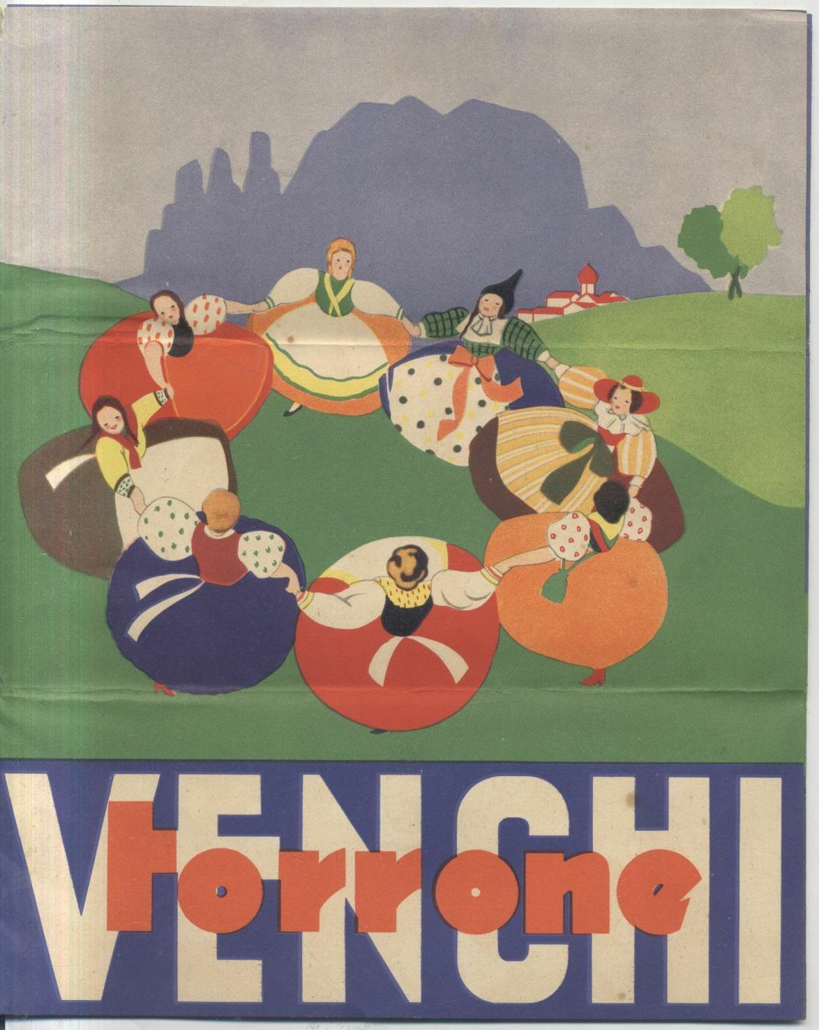 VENCHI TORRONE pubblicità depliant 1935 Chiarel illustrato studio Chiarelli