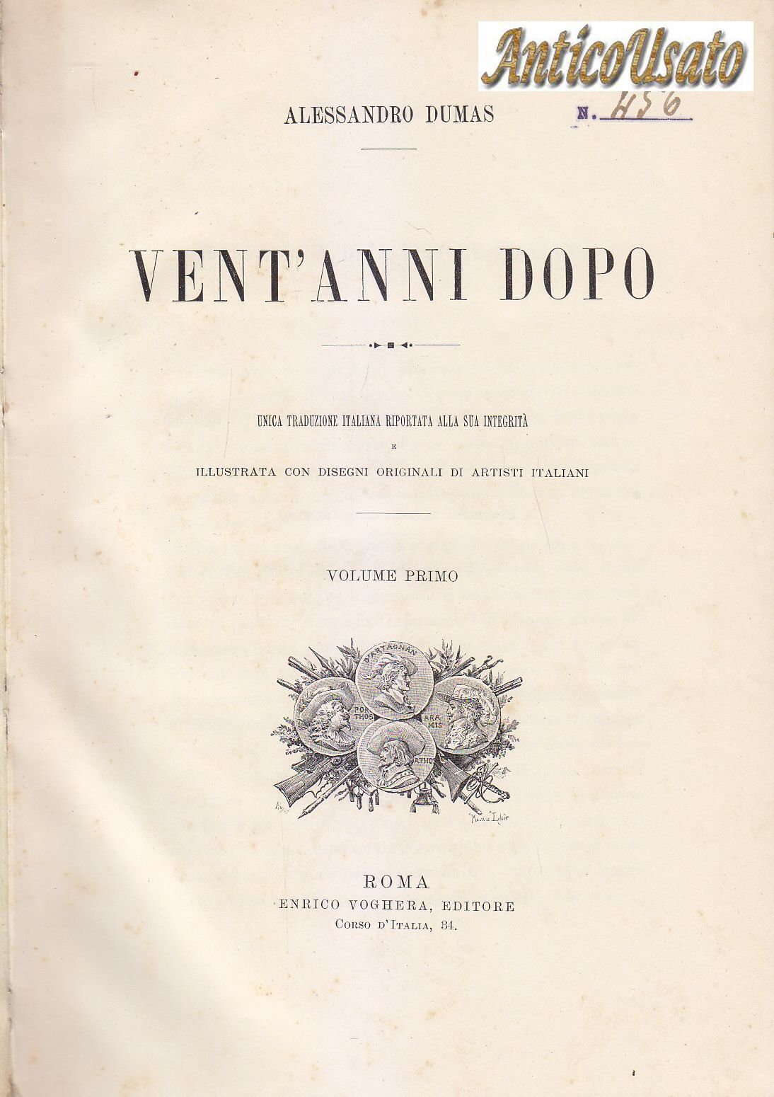 Vent'Anni Dopo di Alessandro Dumas 2 volumi 1904 Libro Illustrato …