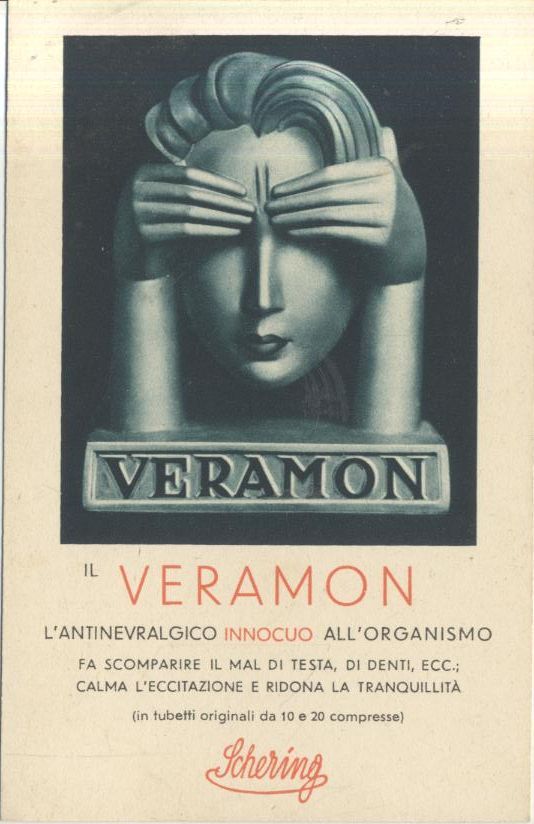VERAMON SCHERING Cartolina Pubblicitaria Anni 30 Medicinale Vintage postcard