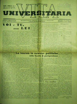 Vita Universitaria Quindicinale Università Italiane del 5 gennaio 1939 Rivista