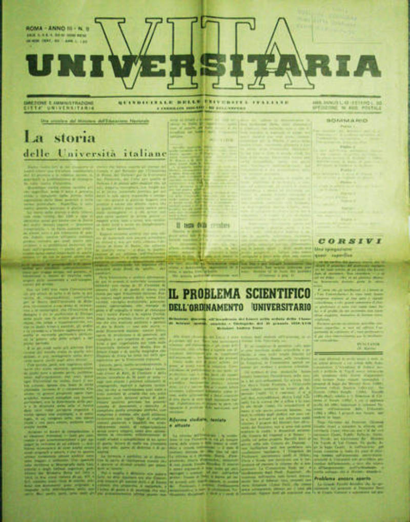 VITA UNIVERSITARIA Quindicinale Università Italiane RIVISTA del 05/02/1939