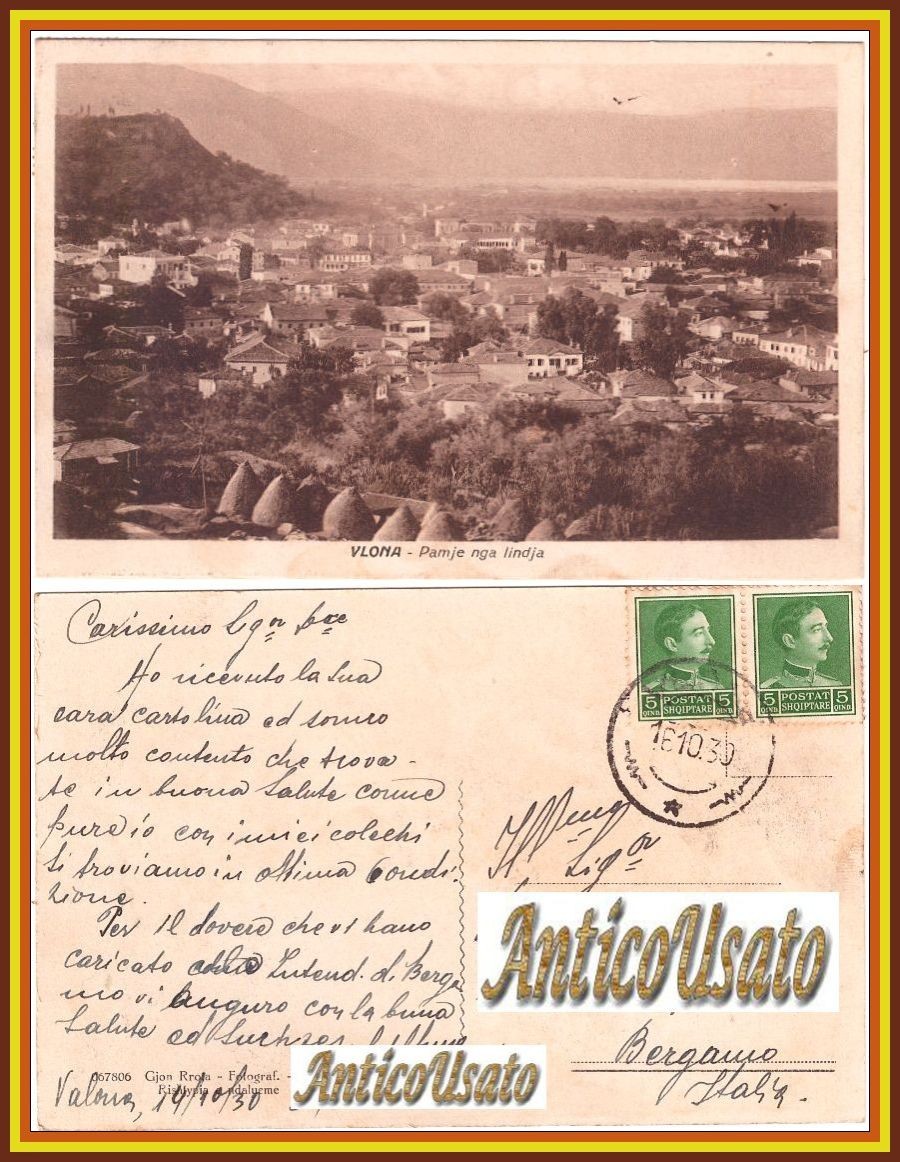 VLONA Pamie nga lindia cartolina postale Valona Albania viaggiata 1930