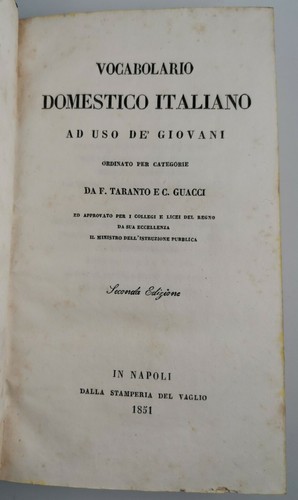 VOCABOLARIO DOMESTICO ITALIANO ad uso de giovani di F Taranto …