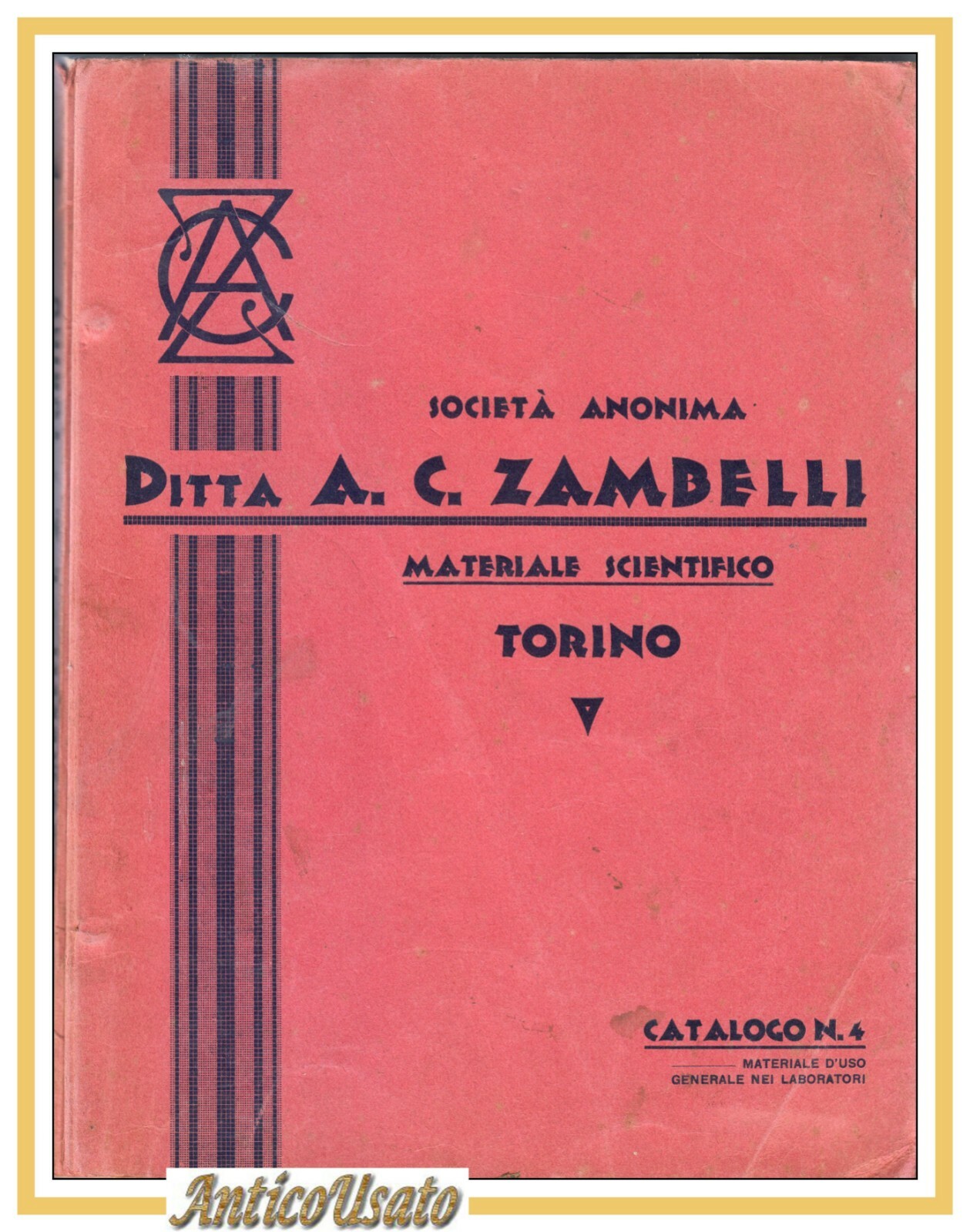 ZAMBELLI catalogo 1931 materiale scientifico laboratori vetreria vintage libro