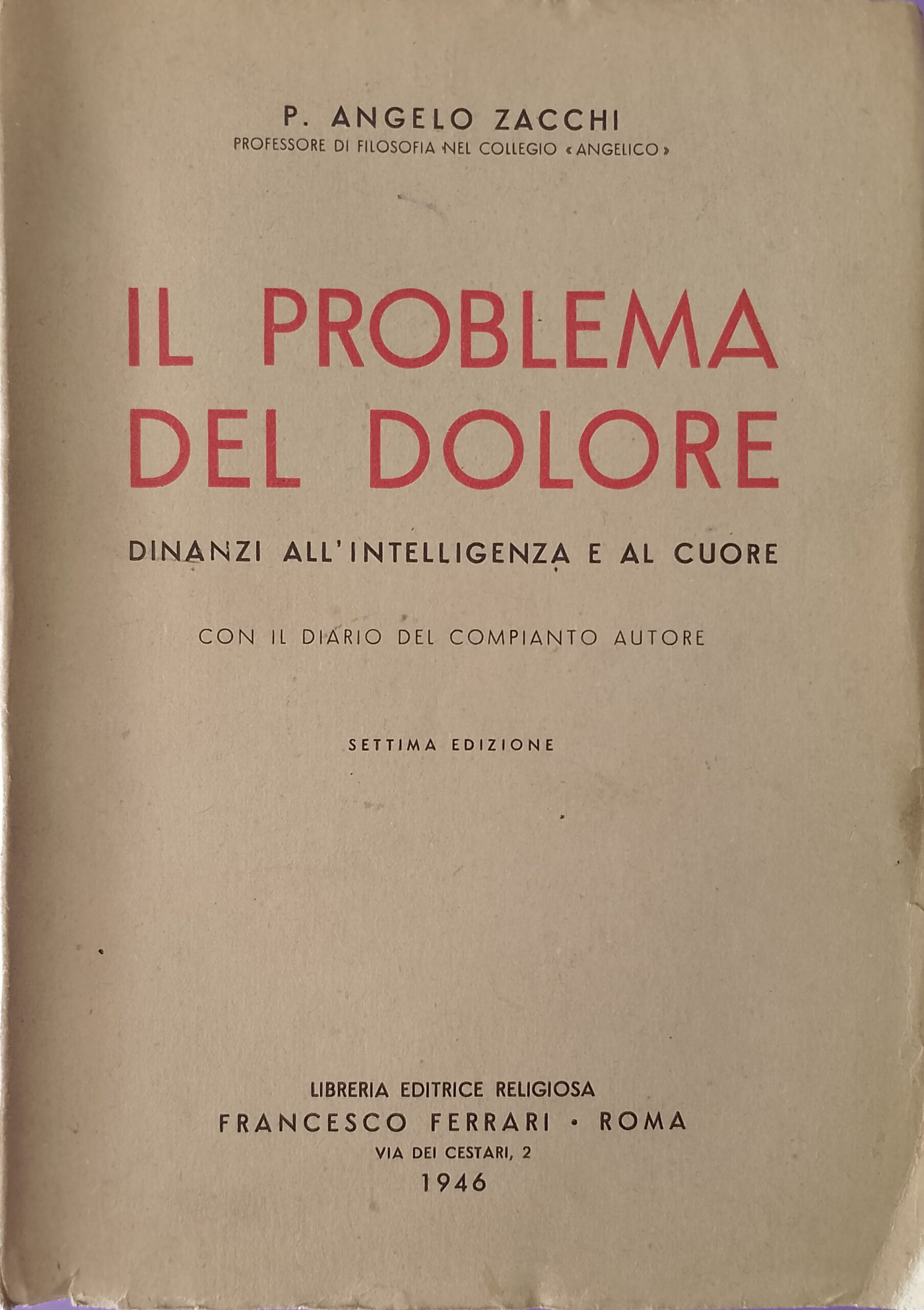 Il problema del dolore dinanzi all'intelligenza e al cuore - …
