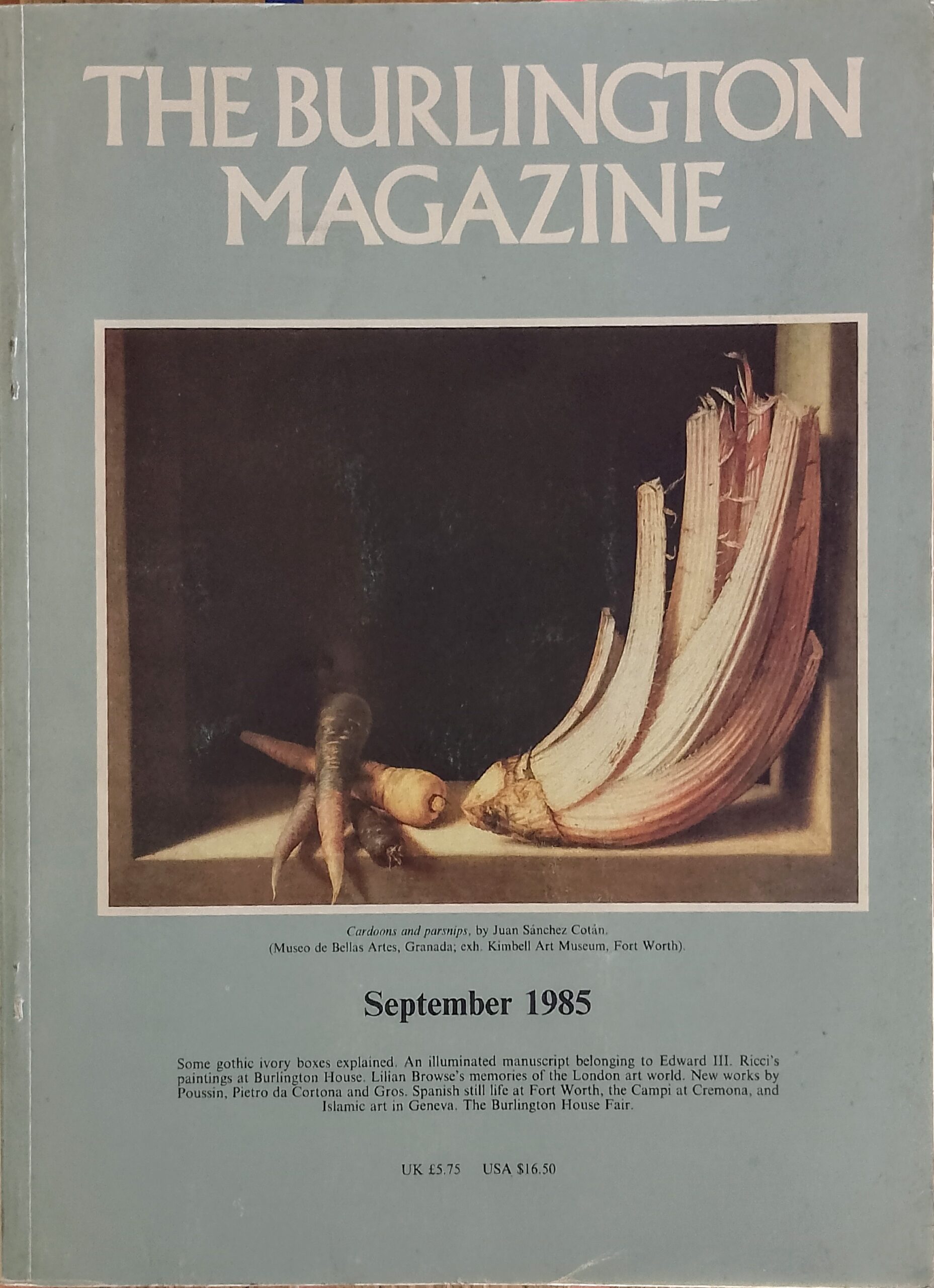 The Burlington Magazine – Vol. CXXVII, Number 990, September 1985