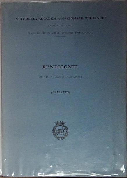 ACCADEMIA NAZIONALE DEI LINCEI RENDICONTI ESTRATTO