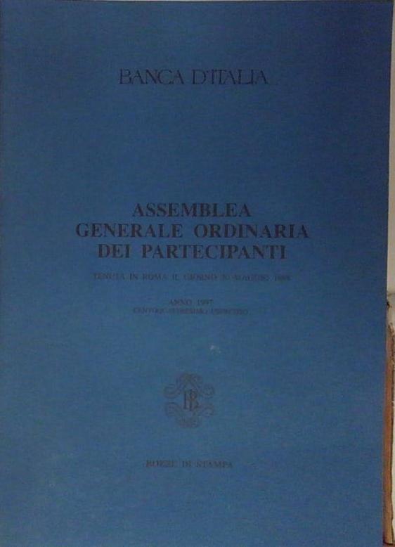 banca d'italia assemblea generale ordinaria dei partecipanti