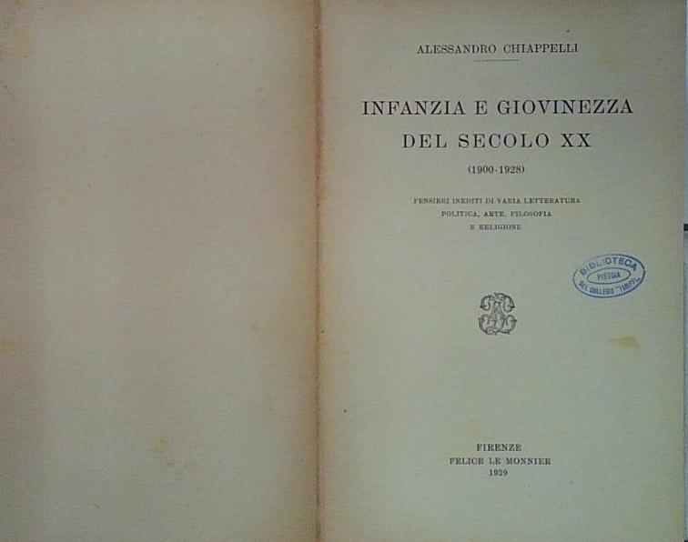 infanzia e giovinezza del secolo xx