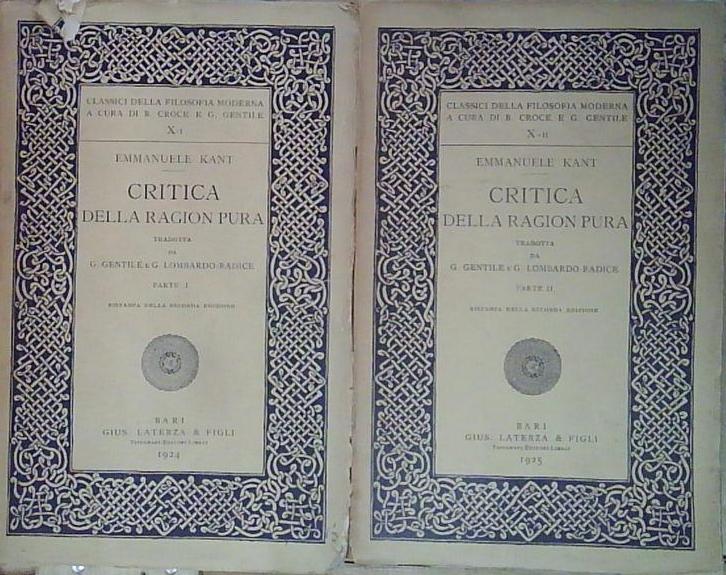 Kant CRITICA DELLA RAGION PURA laterza 1923
