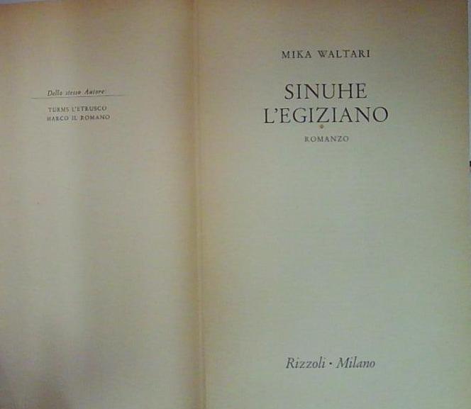 L 5.696 LIBRO SINUHE L'EGIZIANO DI MIKA WALTARI 1950