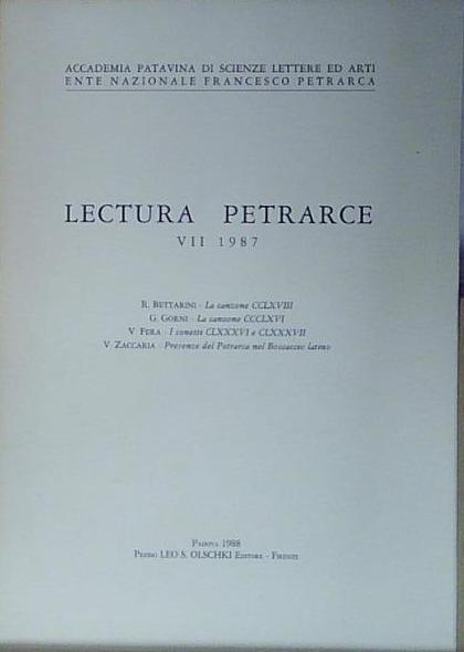 LECTURA PETRARCE VII 1987