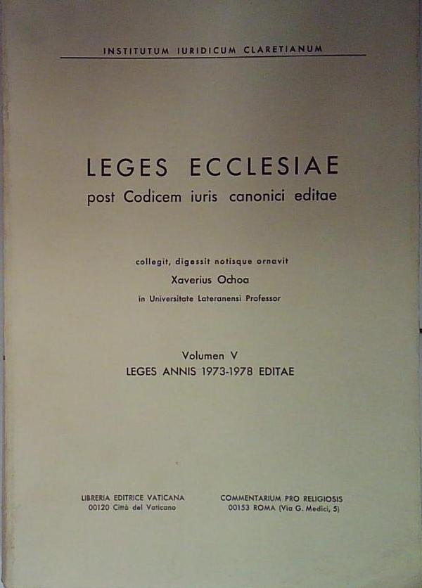 leges ecclesiae post codicem iuris canonici editae v leges annis …
