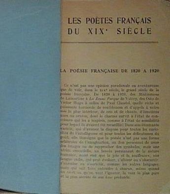 LES POETES FRANCAIS DU XIX SIECLE