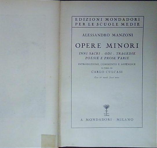 Manzoni OPERE MINORI mondadori