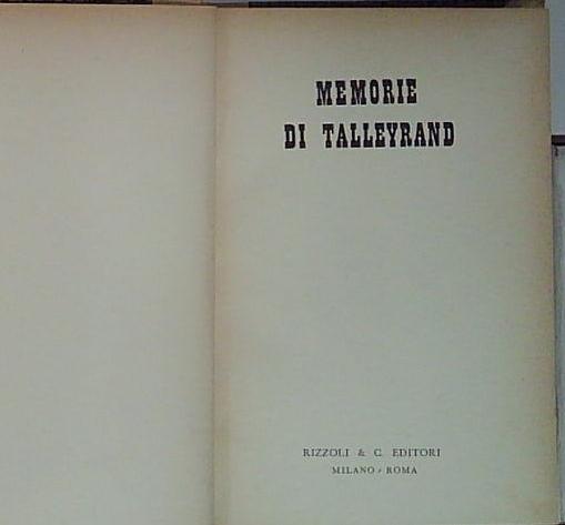 memorie di talleyrand