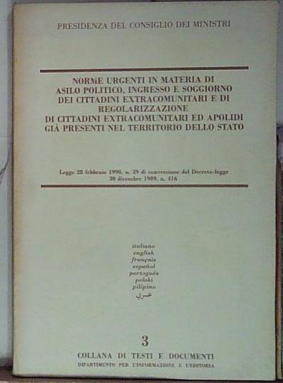 norme urgenti in materia di asilo politico ingresso e soggiorno …