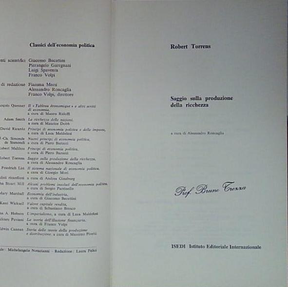 saggio sulla produzione della ricchezza