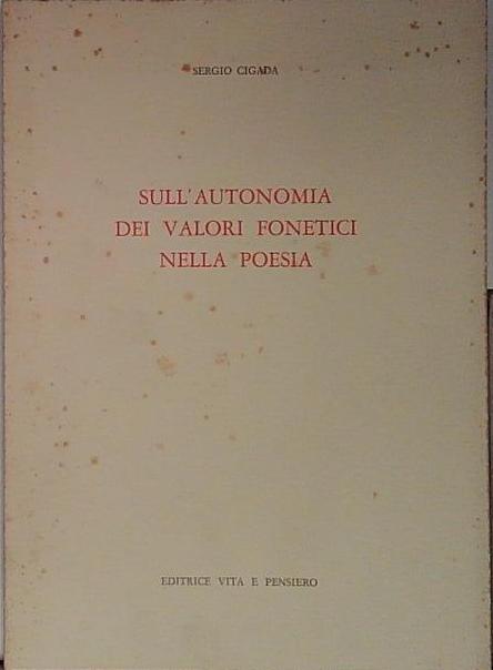 sull'autonomia dei valori fonetici nella poesia