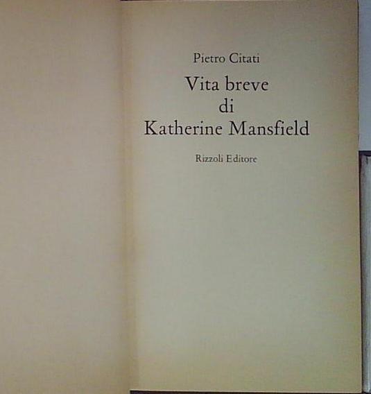 vita breve di katherine mansfield
