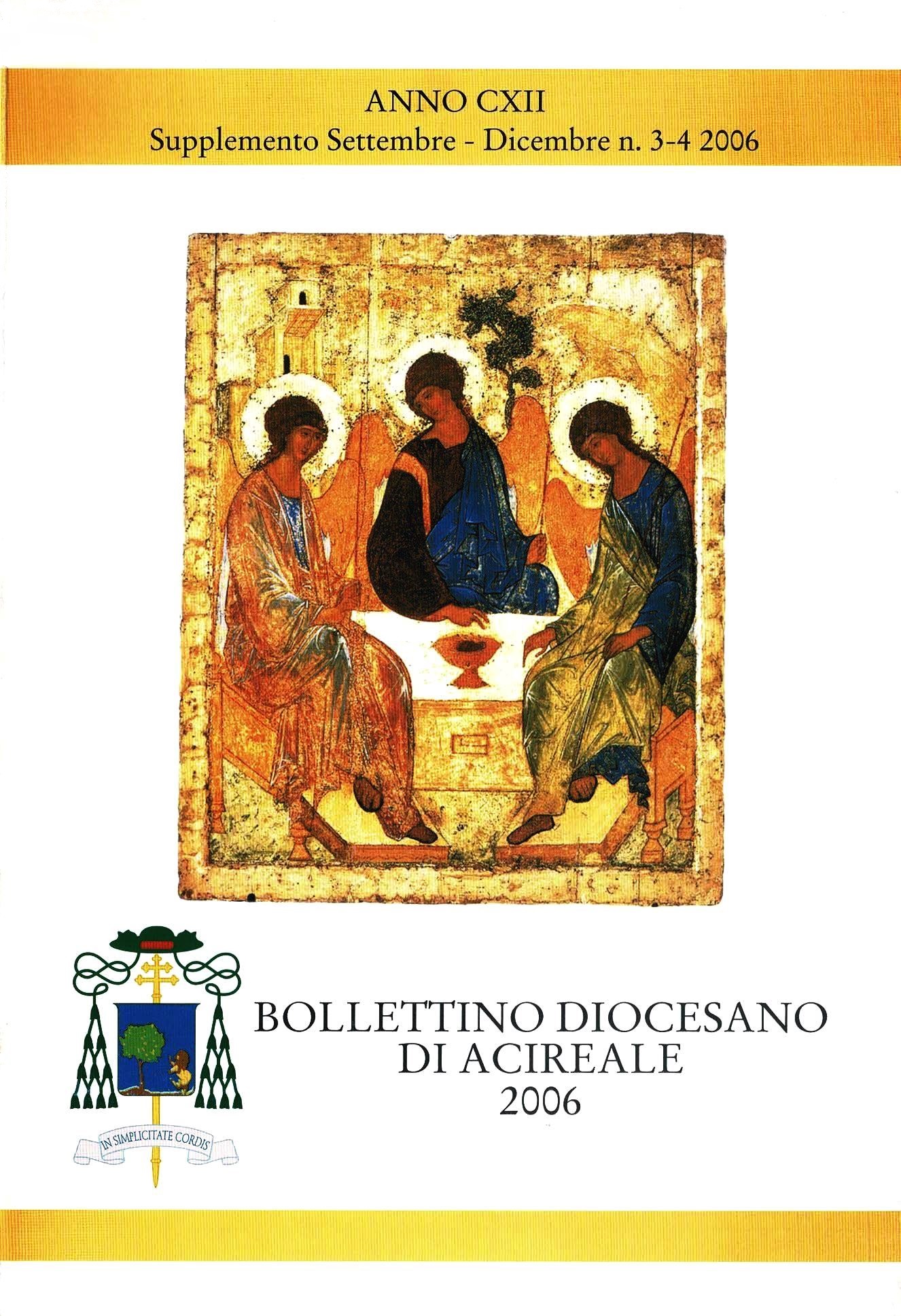 Bollettino diocesano di Acireale 2006 Supplemento Settembre-Dicembre n. 3-4 2006