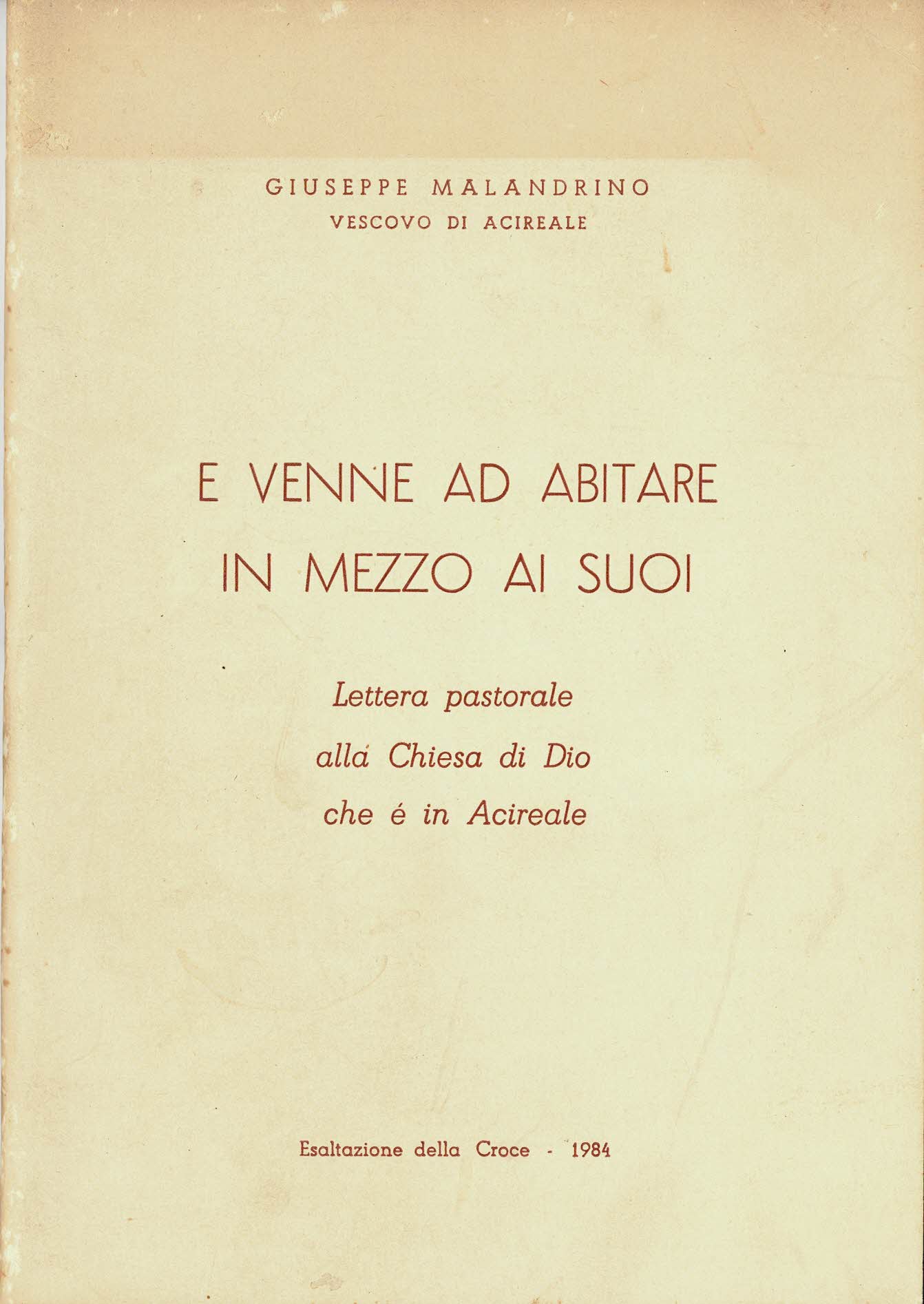 E venne ad abitare in mezzo ai suoi Lettera pastorale …