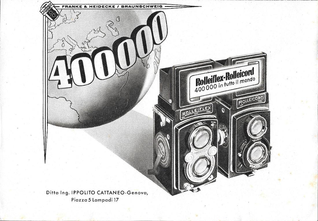 400000 Rolleiflex e Rolleicord nel mondo. Advertising 1941