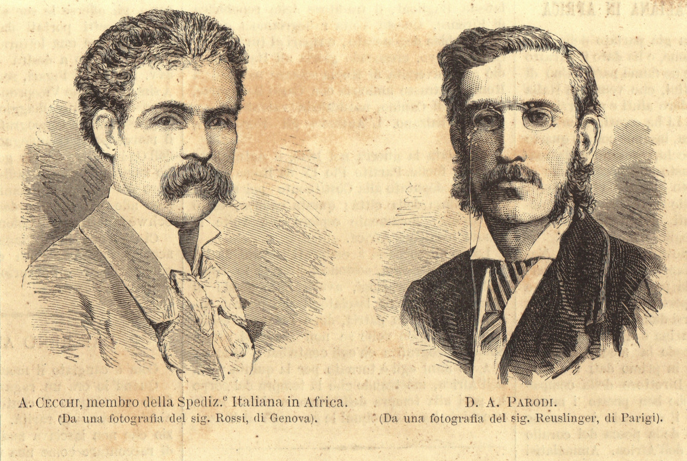 A. Cecchi, membro della spedizione italiana in Africa; D.A. Parodi. …