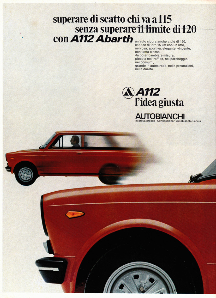 A112 Autobianchi l'idea giusta. Advertising 1974