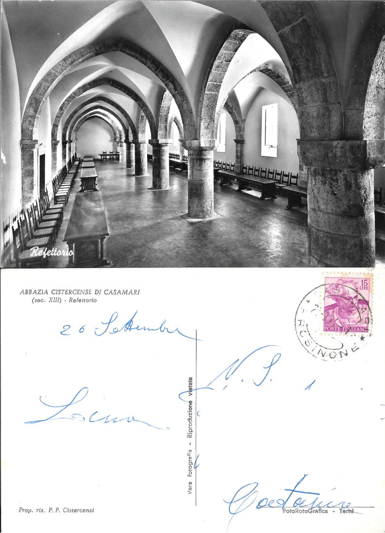 Abbazia Cistercense di Casamari. Refettorio. Viaggiata