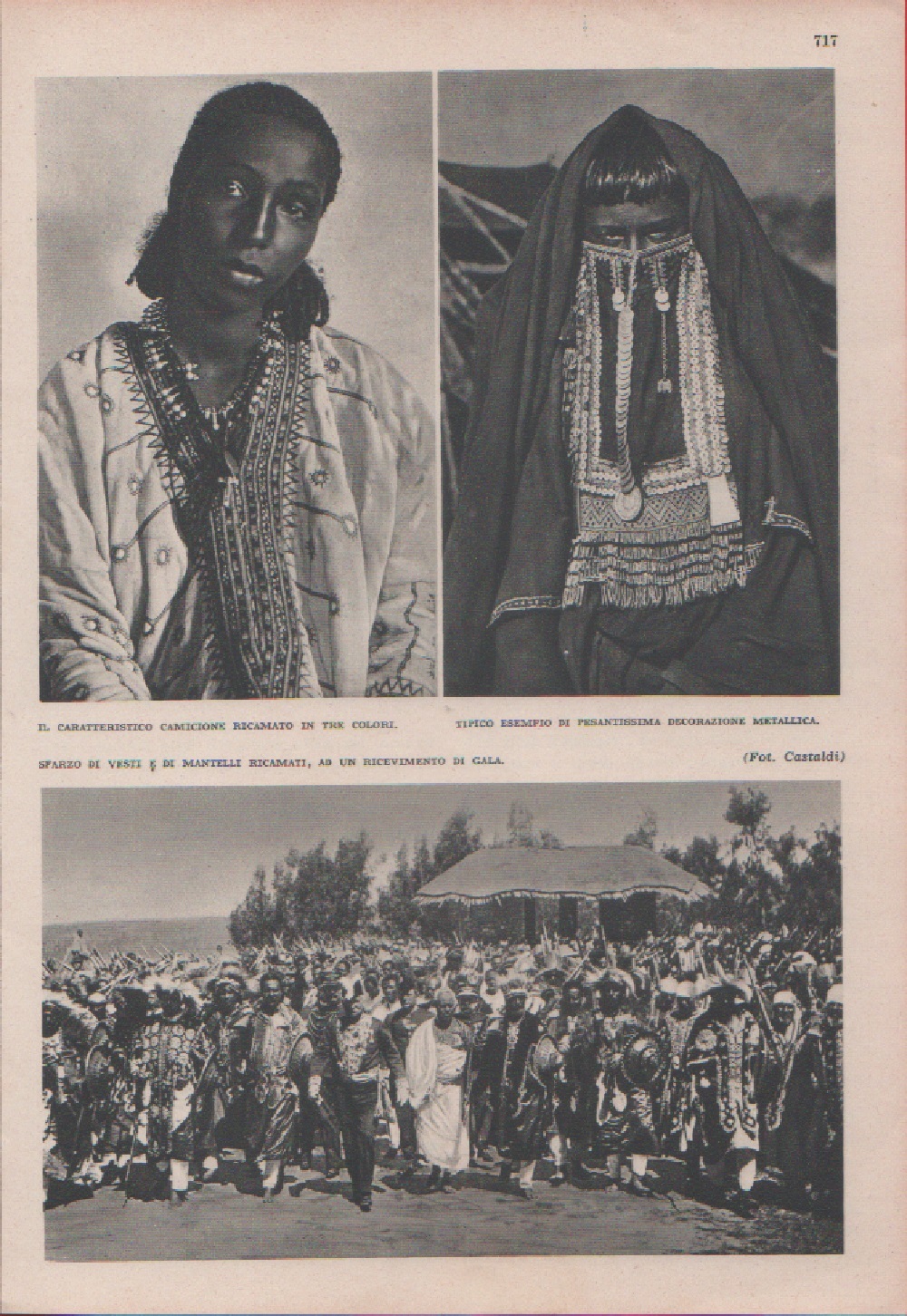 Abissinia. Caratteristico camicione; Decorazione metallica; Ricevimento di gala. Immagine 1937