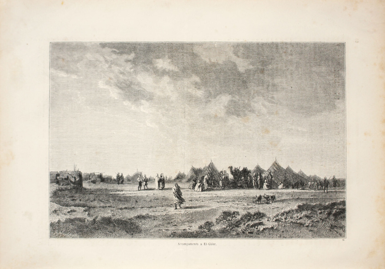 Accampamento a El-Ghisr (Canale di Suez). Stampa 1863