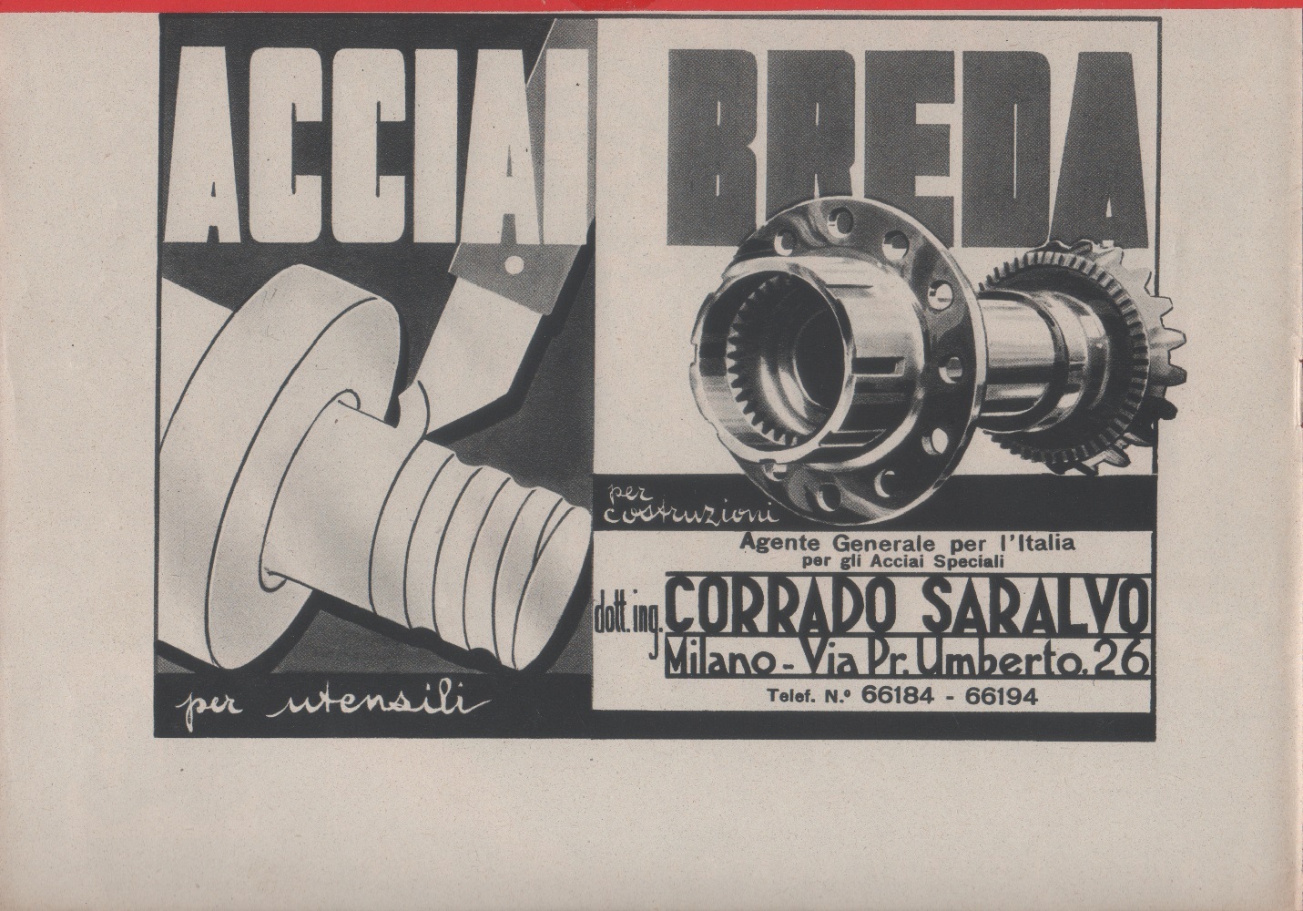 Acciai Breda. Advertising 1938