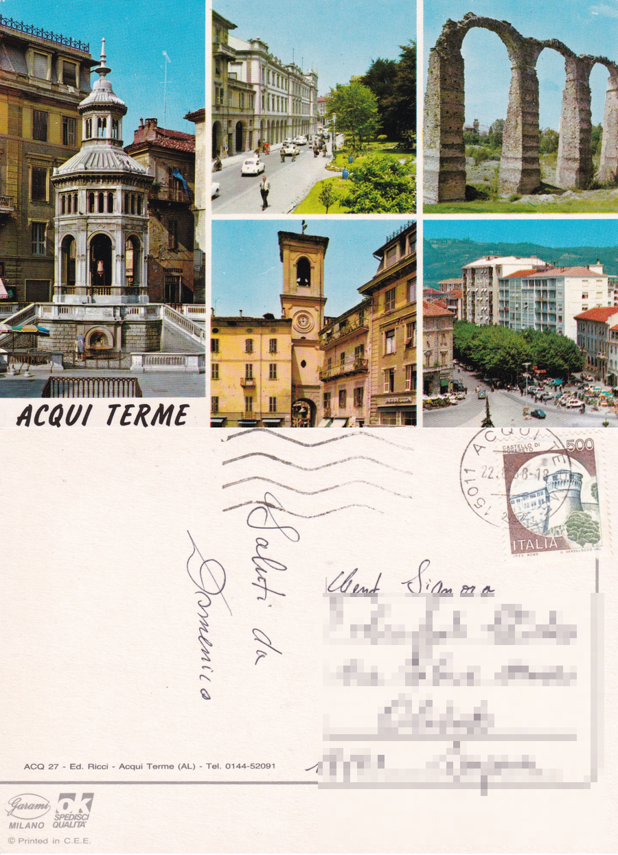 Acqui Terme (AL). Vedute. Viaggiata 1988