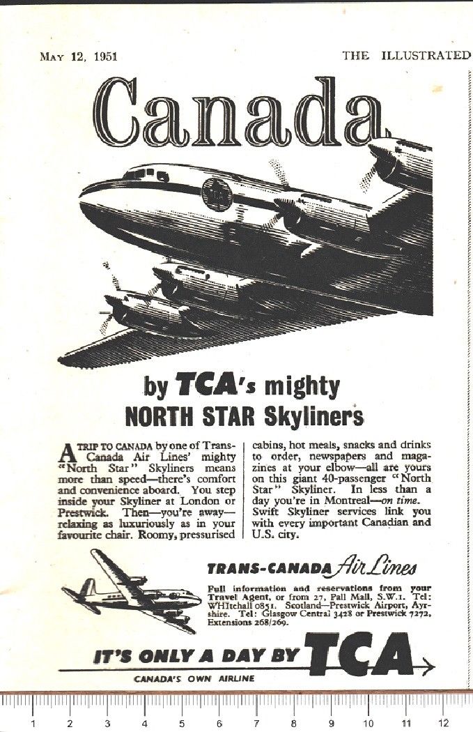 Advertising - Trans-Canada Air Lines - Pubblicità 1951