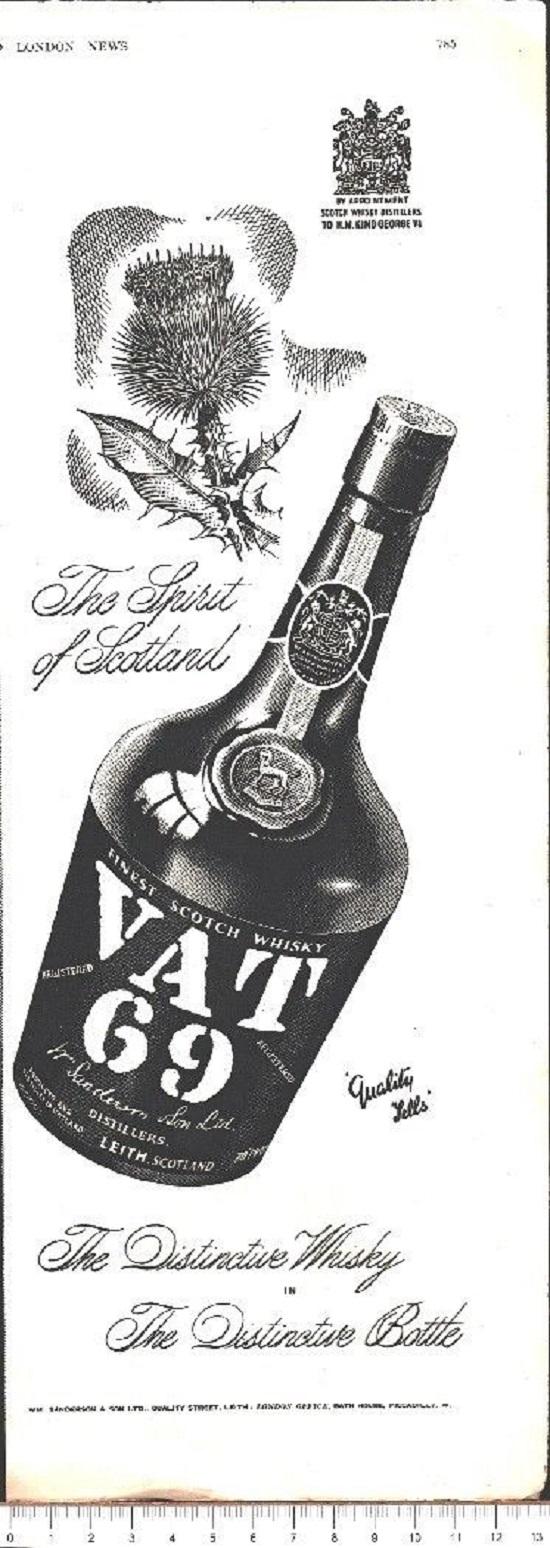 Advertising - Vat 69 Whisky - Pubblicità 1951