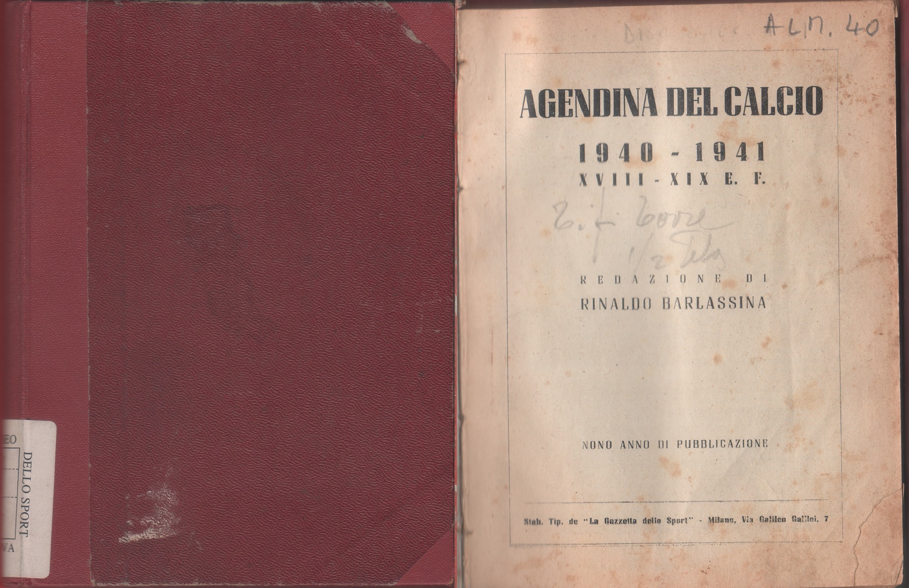 Agendina del calcio 1940-1941