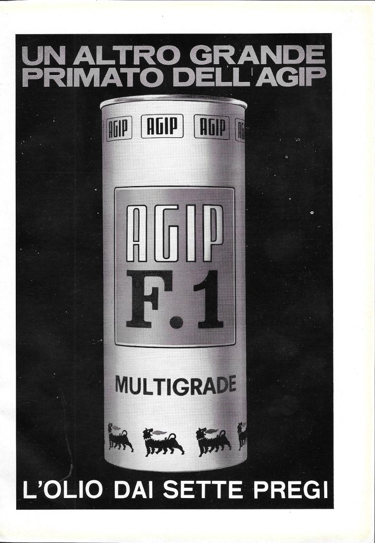 AGIP F.1 l'olio dai sette pregi. Advertising 1964