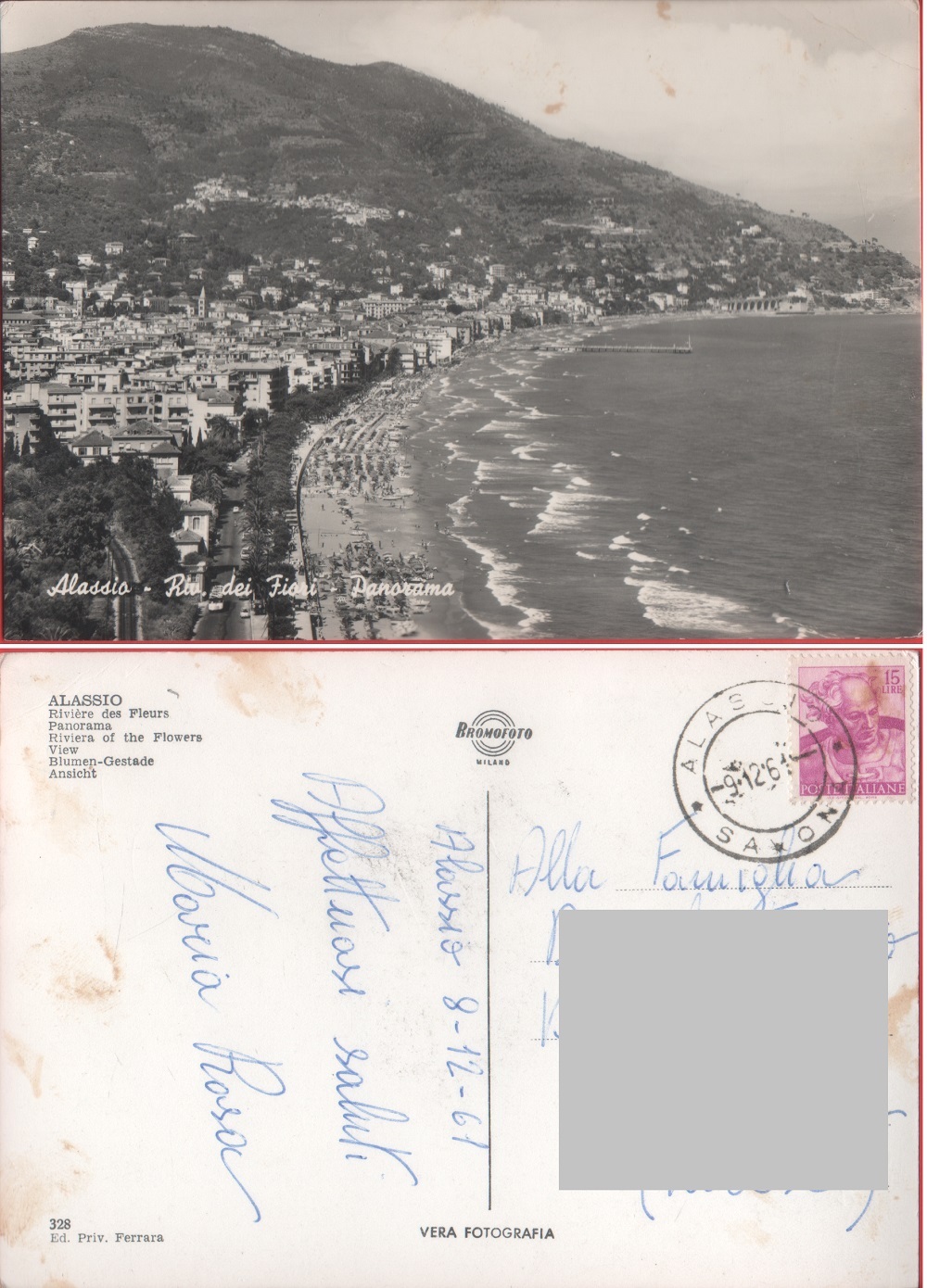Alassio. Riviera dei Fiori. Panorama. Viaggiata 1961
