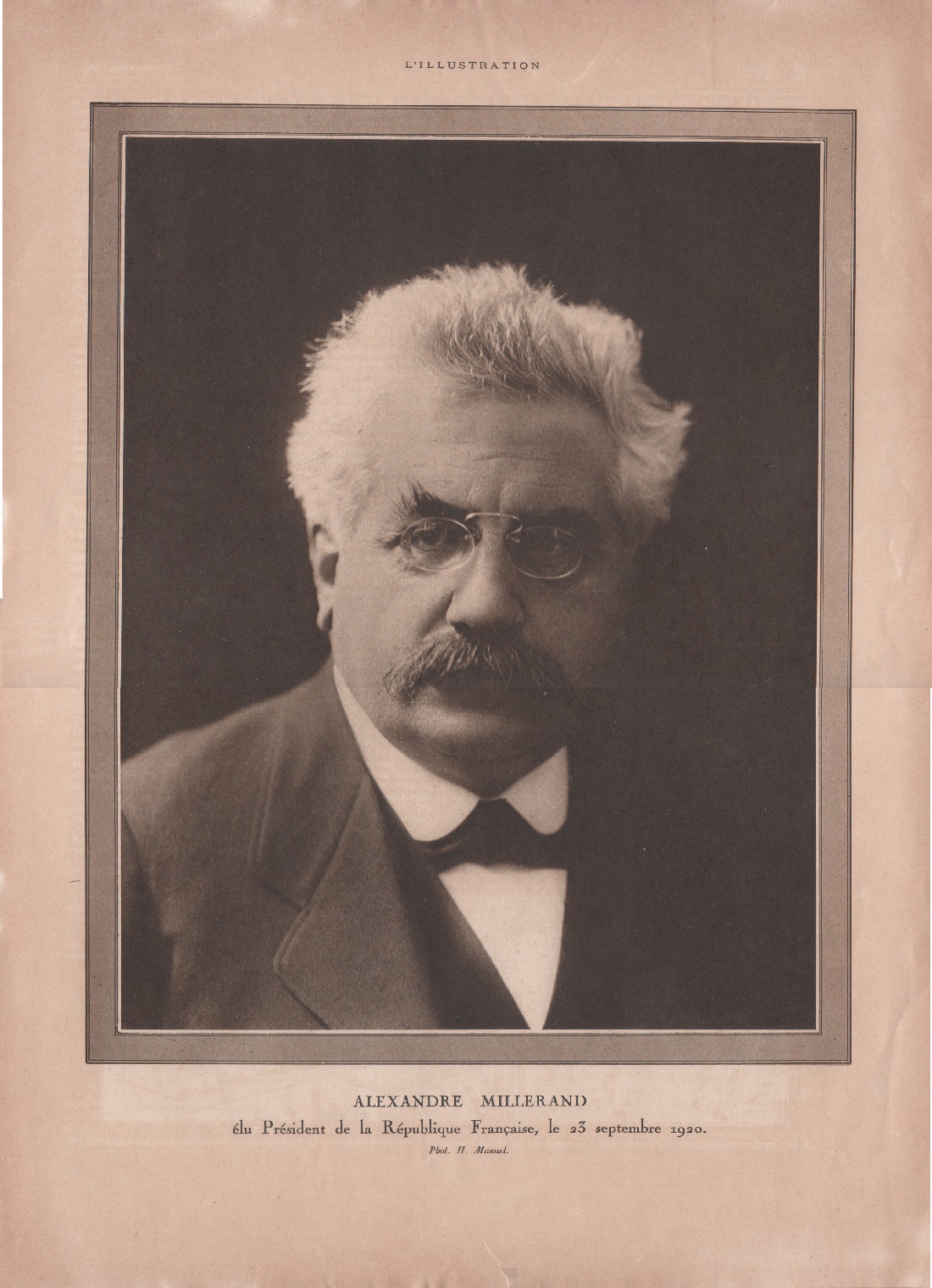 Alexandre Millarand, elu President de la Republique Francaise. Immagine 1920