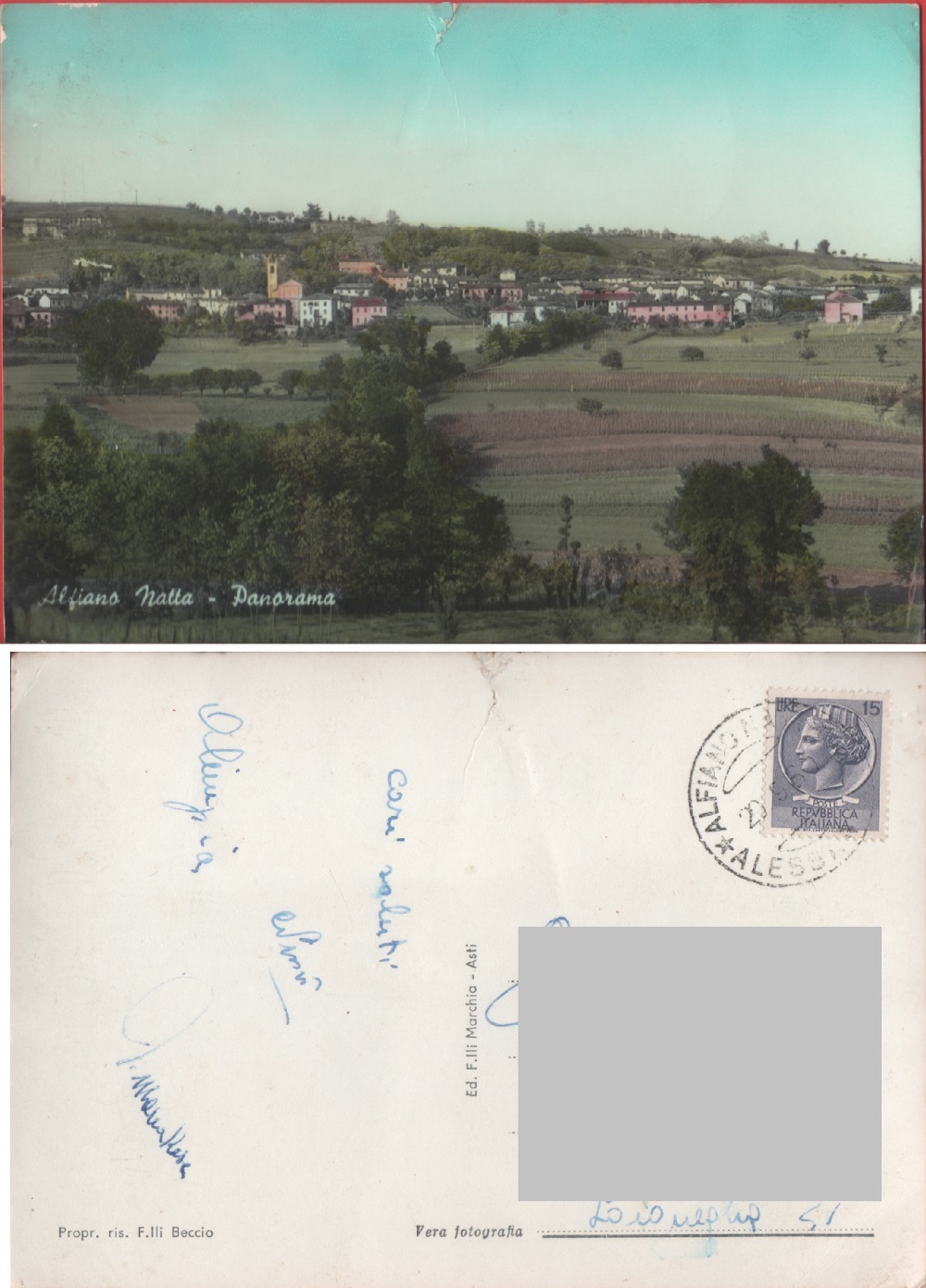 Alfino Natta (AL). Panorama. Viaggiata 1965