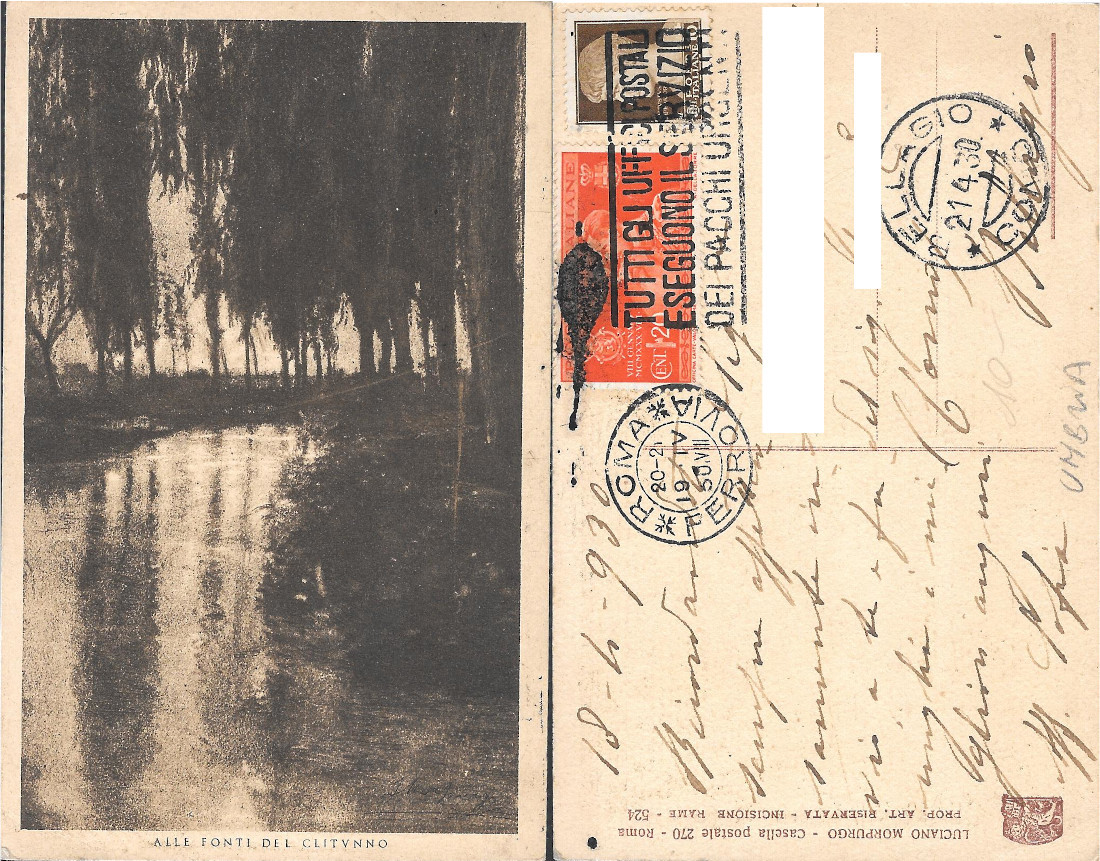 Alle Fonti del Clitunno. Viaggiata 1930