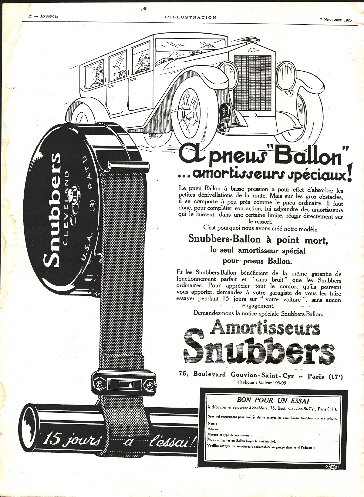 Amortisseurs Sbubbers. Advertising 1925