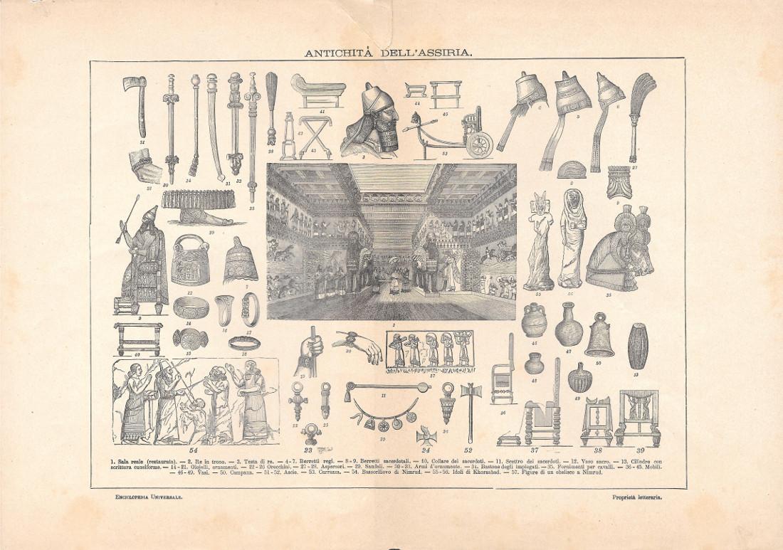 Antichità dell'Assiria. Lexicon Vallardi 1900 ca.