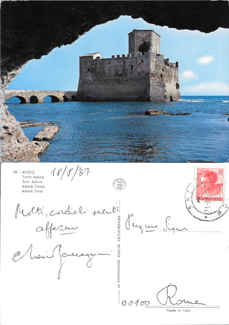 Anzio. Torre Astura- Viaggiata 1967