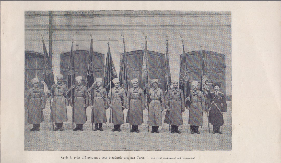 Apres la prise d'Erzeroum neuf etendards pris au Turcs. Illustrazione …