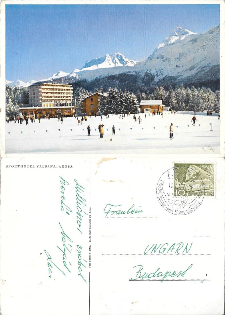 Arosa. Sporthotel Valsana. Viaggiata 1957